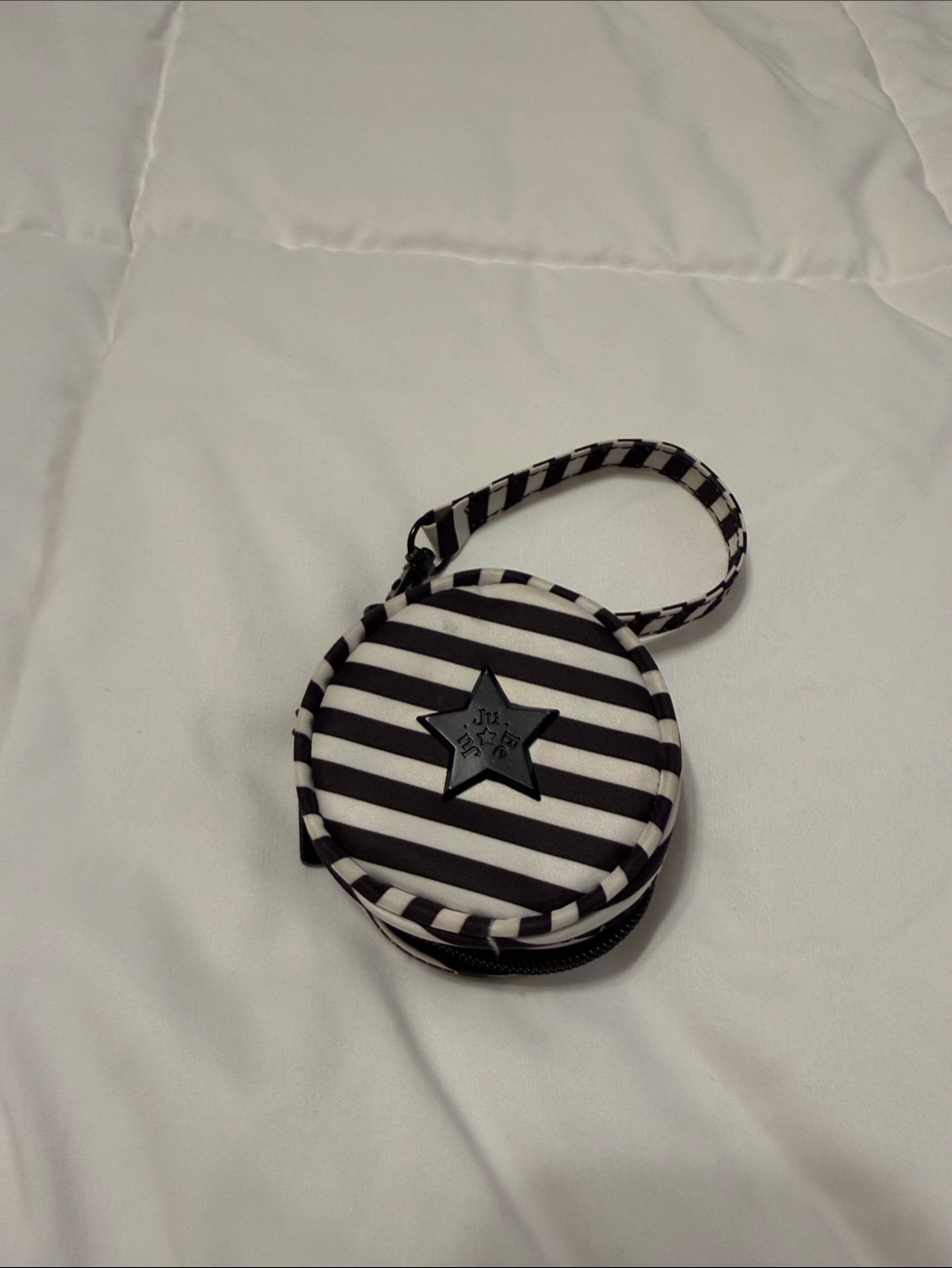 Ju-Ju-Be Black And White Striped Round Wristlet Pouch- Paci Pod